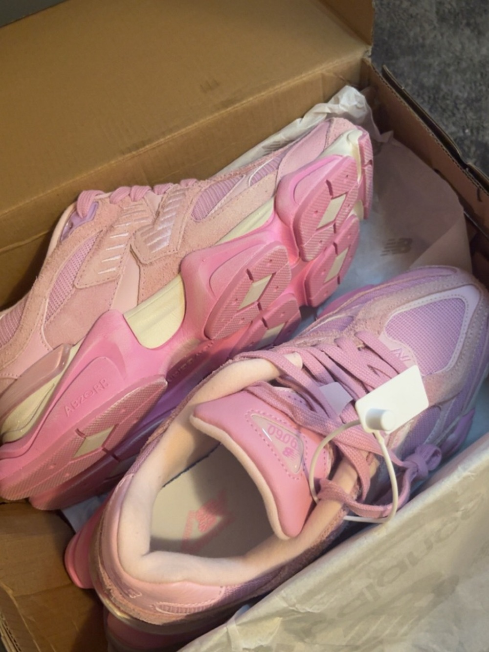 New Balance Women's Pink Chunky Mesh & Suede Sneaker